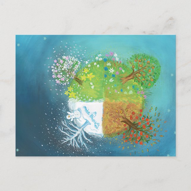 Fyra säsonger på jorden helg vykort (Framsida)