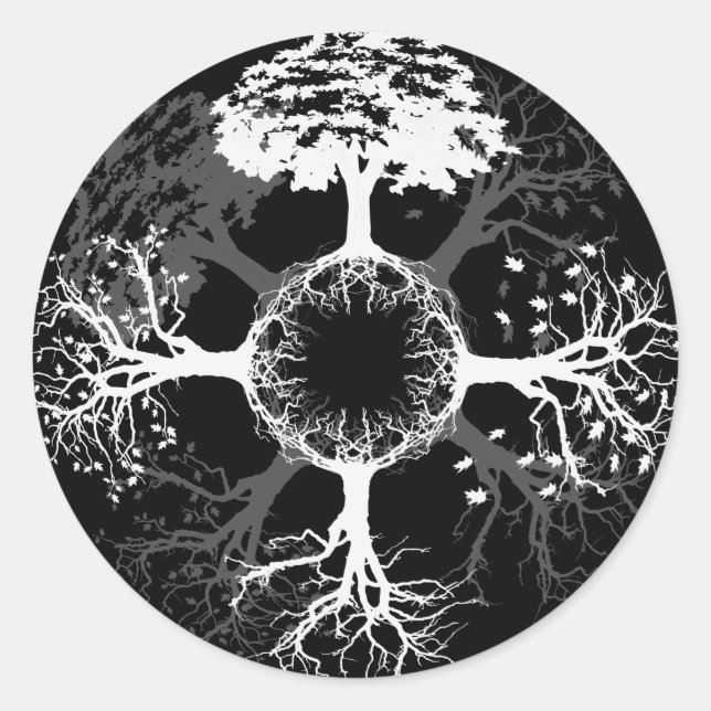 Fyra säsonger runt klistermärke (Framsida)