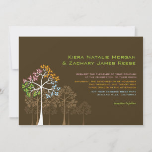 Fyra säsonger Träd Forest Woodland Wedding bjudand Inbjudningar