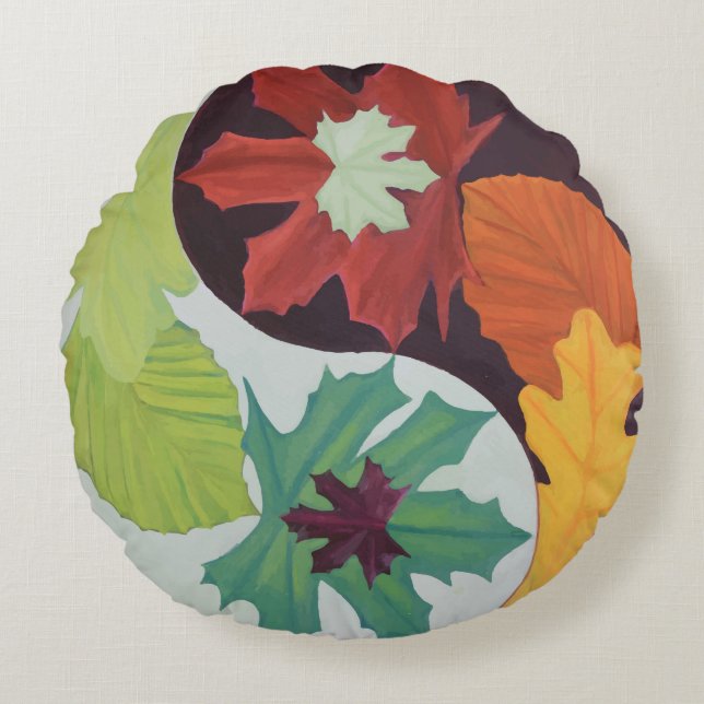 Fyra säsonger Yin-Yang Round Cushion Rund Kudde (Framsidan)