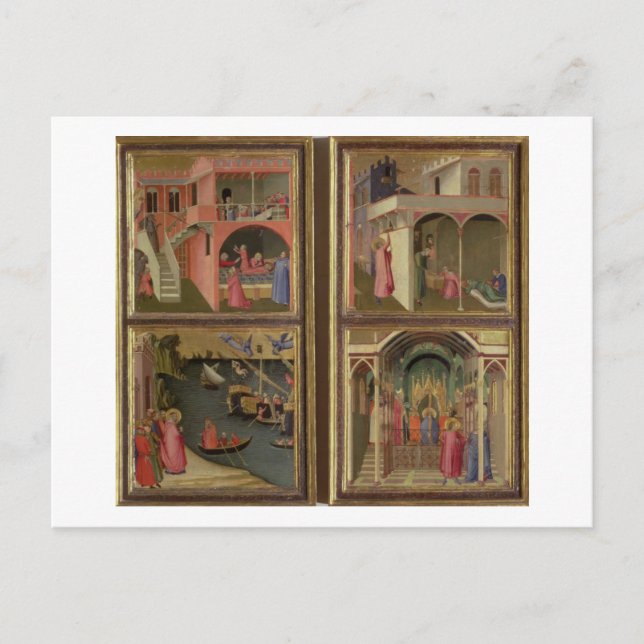 Fyra scener från St. Nicholas Life: St. Nic Vykort (Framsida)