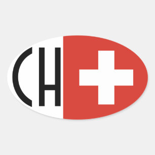 FYRA Schweitz flagga "CH ", Ovalt Klistermärke