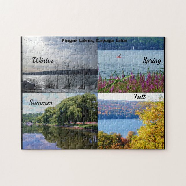FYRA SEASONER PÅ CAYUGA SJÖ Puzzle Pussel (Horisontell)