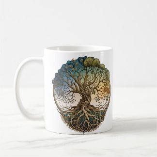 Fyra sjöar Livets träd Fantasy Celtic Knot Träd Kaffemugg