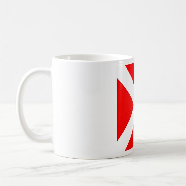 fyra sjömansalfabetets nummersymbol flagga kaffemugg (Vänster)