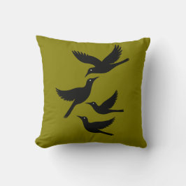 Fyra sjungande fåglar Retro mitten av seklet utsku Kudde