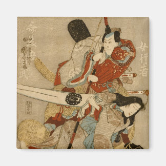 Fyra skådespelare, Kuniyoshi Japansk finkonst Magnet