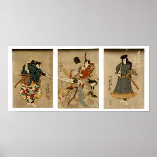 Fyra skådespelare, Kuniyoshi Japansk finkonst Poster