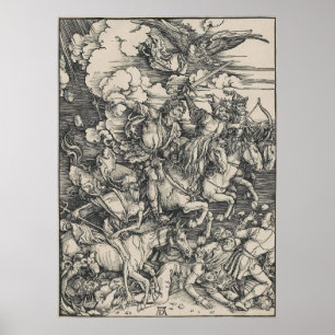 Fyra skicklig ryttare av apokalypset vid Durer Poster