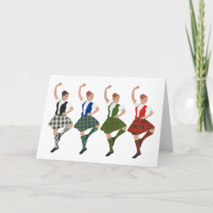 Fyra skotska Highland Dancers Kort