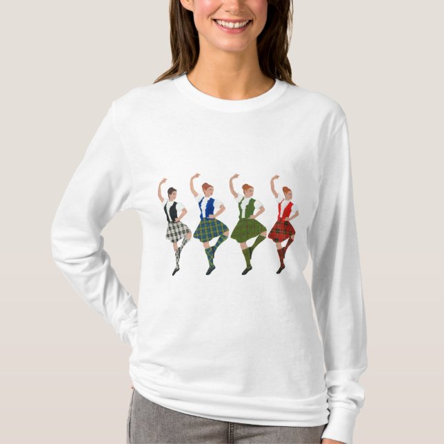 Fyra skotska Highland Dancers T-shirt (Framsida)