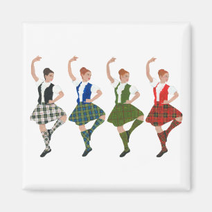 Fyra skotska högländsdansare magnet