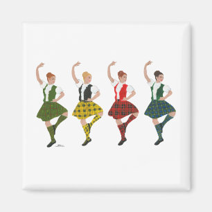 Fyra skotska högländska dansare magnet