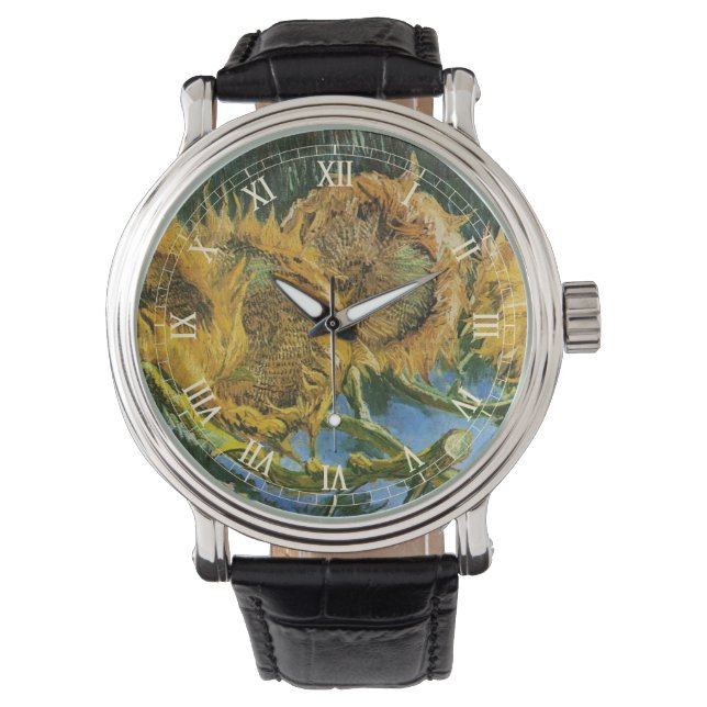 Fyra skurna solrosor av Vincent van Gogh Armbandsur (Framsida)