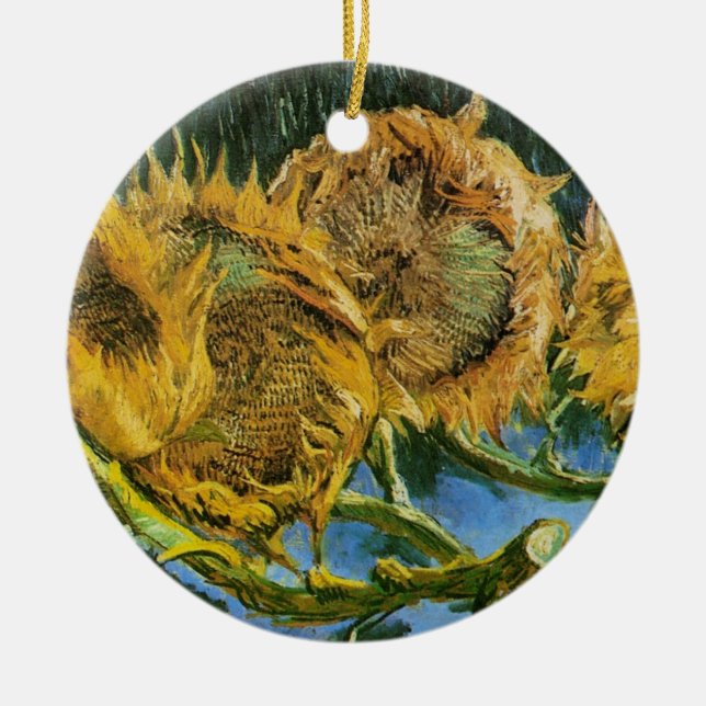 Fyra skurna solrosor av Vincent van Gogh Julgransprydnad Keramik (Framsidan)
