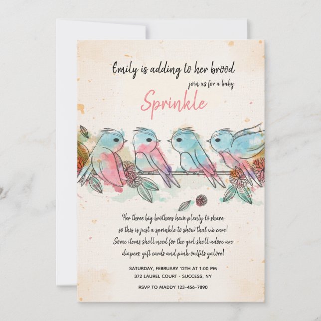 Fyra små fågelinbjudningar inbjudningar (Framsida)