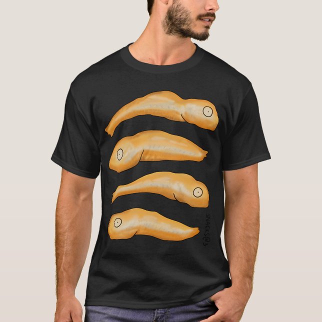 Fyra små friterade ansjovis t shirt (Framsida)