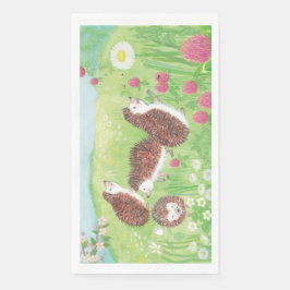 Fyra små hedgehogs i Meadow Pappersservett