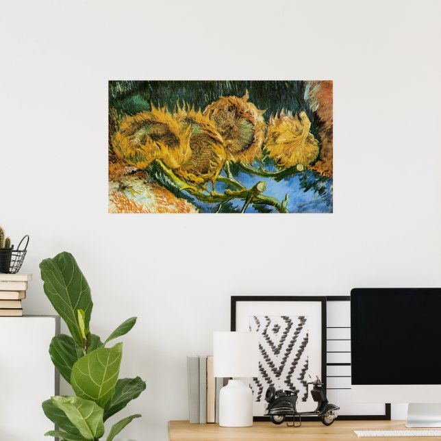 Fyra snittblommor av Vincent van Gogh Poster (Hemmakontoret)