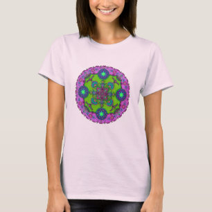 Fyra-Sol-Grind Mandala Hoodie-Dress (lila-grönt) Tee