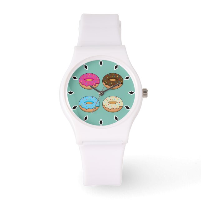 Fyra sorterade Donuts Mönster Armbandsur (Framsida)