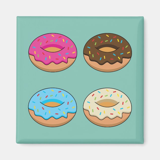 Fyra sorterade Donuts Mönster Magnet (Framsidan)