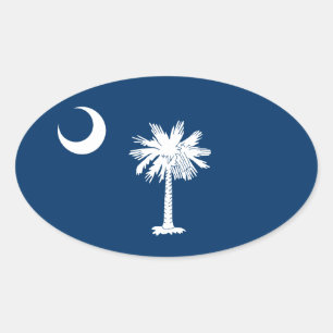 FYRA South Carolina flagga Ovalt Klistermärke