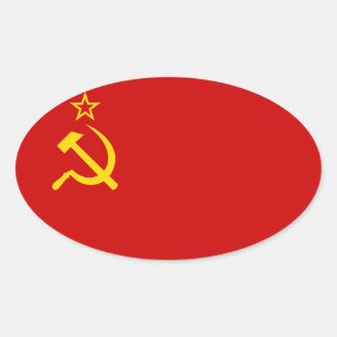 FYRA sovjet - facklig flagga Ovalt Klistermärke