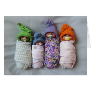 Fyra Spädbarn: Polymer Clay Sculptures: Binkies Hälsningskort