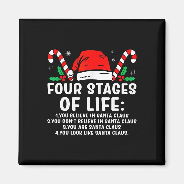 Fyra stadier av Life Santa Funny jul X-mas Hu Magnet (Framsidan)