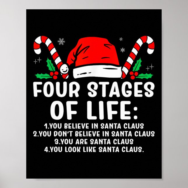 Fyra stadier av Life Santa Funny jul X-mas Hu Poster (Framsidan)