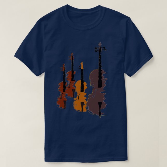 Fyra stiliserade Violins Player T Shirt (Design framsida)