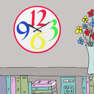 Fyra stora färgader, röd gräns stor klocka