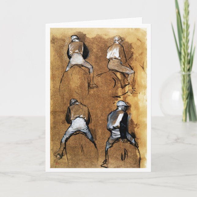 Fyra studier av en Jockey, Edgar Degas Kort (Framsida)