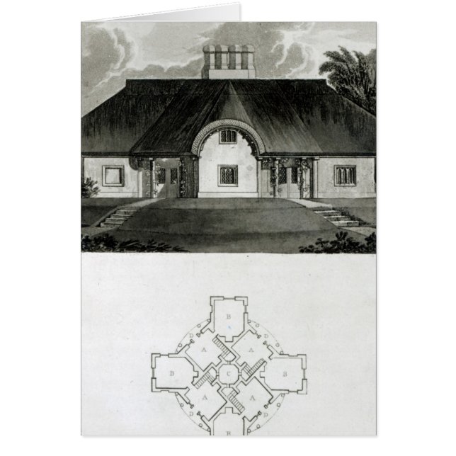 Fyra stugor, 1818 hälsningskort (Framsidan)
