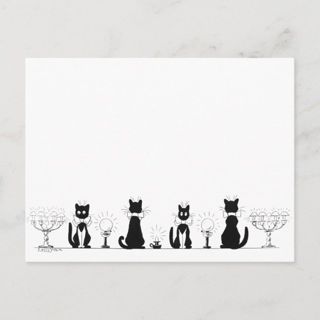 Fyra Svarta katter, Louis Wain Vykort (Framsida)