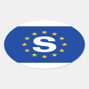 FYRA Sverigar ’S’ EU Flagga Ovalt Klistermärke