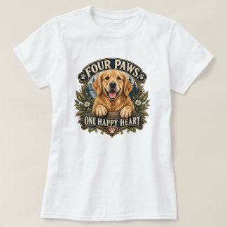 Fyra tassars glada hjärta hundmamma t shirt