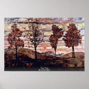 Fyra träd av Schiele Egon Poster