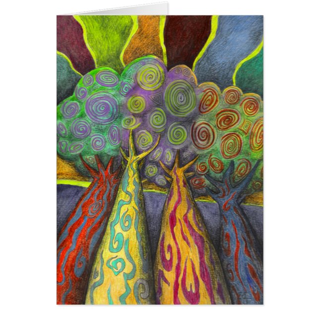 Fyra träd hälsningskort (Framsidan)