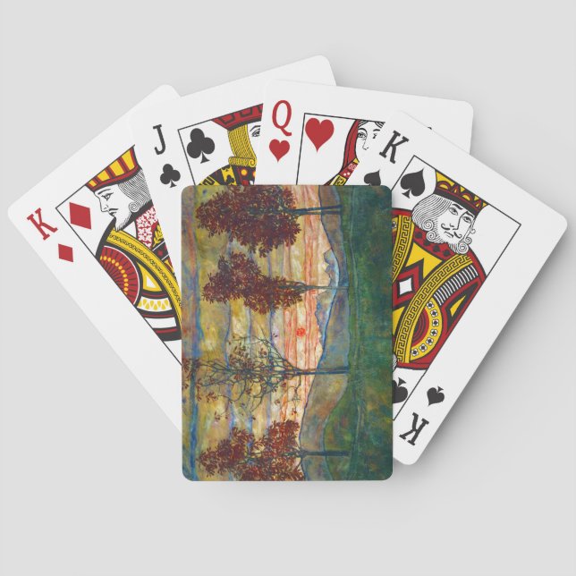 Fyra träd (Landskaps konst) (av Egon Schiele) Casinokort (Baksidan)