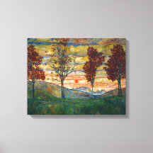 Fyra Träd (liggande konst) (av Egon Schiele)