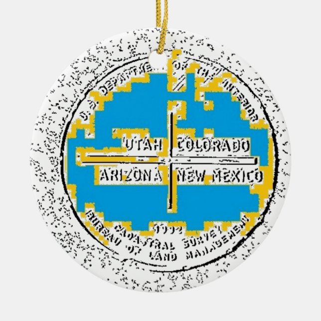 Fyra tränga någon fyra stater julgransprydnad keramik (Framsidan)