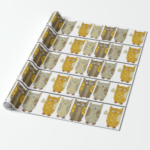 Fyra Uggla-som är Pappra för inkapsling av Guld Presentpapper