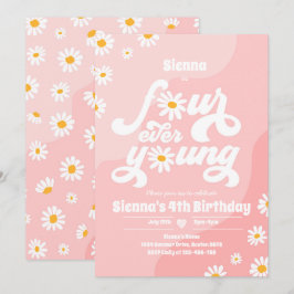 Fyra Unga 4e födelsedagen Party Boho-Daisyn Inbjudningar