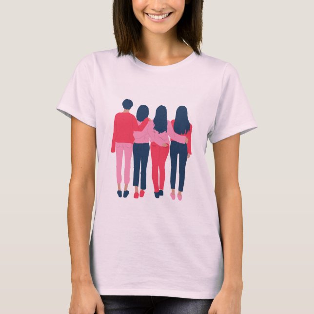 Fyra unga flickor T-Shirt design  (Framsida)