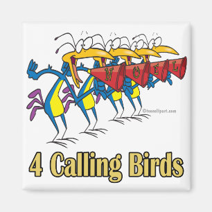 fyra uppringande fåglar 4:e fjärde dagen i jul magnet