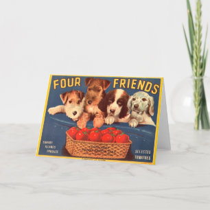 Fyra vänner Vintage Tomato Låda-etikett Kort