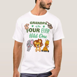 Fyra Vild 4e födelsedagen Safari Animal Grandpa T Shirt