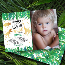 Fyra Vilder till Dinosaur Boys 4e födelsedagen Pho Tack Kort